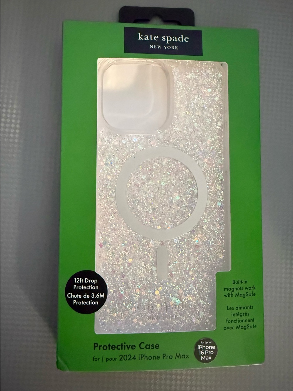 Glitter MagSafe Compatible Clear Phone16  pro max Case with Iridescent Sparkle